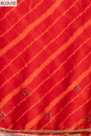 Red Georgette Swarovski Lehriya Print Saree With Unstitched Blouse