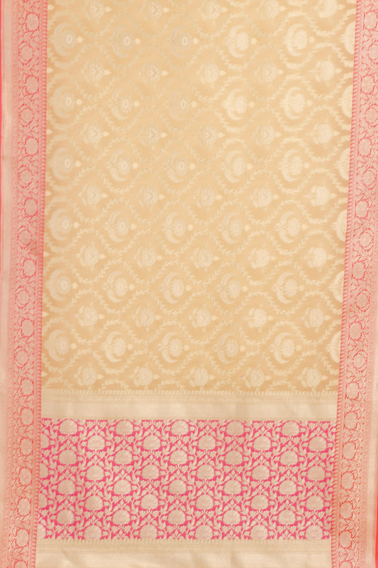 Tussar Organza Banarasi Woven Zari Saree With Unstitched Blouse