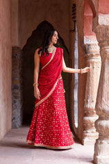 Maroon Georgette Lehenga Set With Readymade Blouse