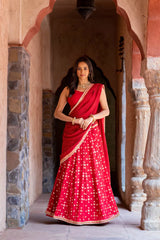 Maroon Georgette Lehenga Set With Readymade Blouse