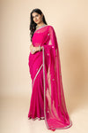 Georgette Swarovski Saree With Leheriya Print