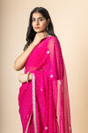 Georgette Swarovski Saree With Leheriya Print