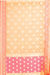 Peach Organza Banarasi Woven Zari Saree With Unstitched Blouse