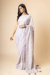 Mauvs Georgette Embroidered Sequence Saree With Unstitched Blouse