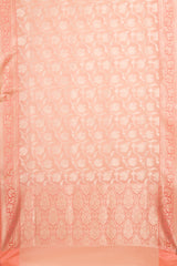 Pink Organza Banarasi Woven Zari Saree With Unstitched Blouse