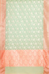 Tea-green Organza Banarasi Woven Zari Saree (Ft:-Shrushti Kudale)