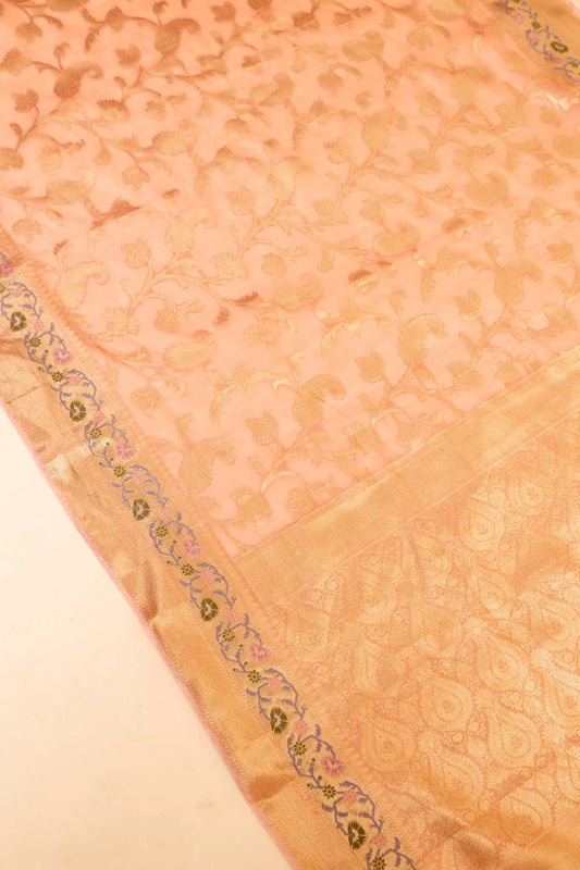 Gajari Cotton Banarasi Woven Zari Saree With Unstitched Blouse