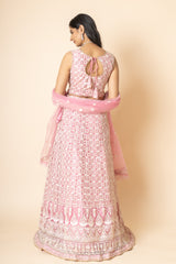 Net Sequence Lehenga Set With Stitched Blouse