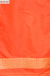 Coral Banarasi Woven Zari Saree With Unstitched Blouse