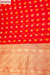 Red Khaddi Georgette Unstitched Suit And Dupatta With Banarasi Woven Zari