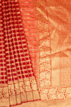 Maroon Organza Banarasi Woven Zari Saree With Unstitched Blouse