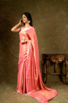 Gajari Woven Zari South Indian Silk Saree With Unstitched Blouse