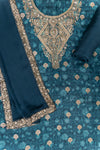 Peacock Cotton Unstitched Suit With Chiffon Dupatta