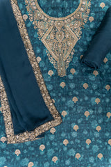 Cotton Unstitched Suit With Chiffon Dupatta