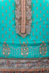 Rama Crepe Unstitched Suit With Cotton Dupatta