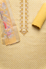 Cotton Unstitched Suit And Dupatta With Sequence Work