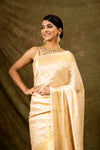 Off White South Indian Silk Saree With Unstitched Blouse