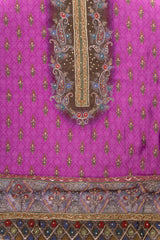 Mauve Crepe Unstitched Suit With Cotton Dupatta