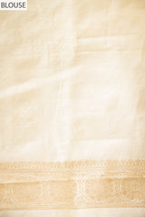 Off White Chanderi Cotton Woven Zari Saree With Unstitched Blouse