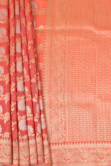 Rose Pink Chanderi Cotton Saree With Unstitched Blouse