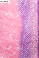 Mauve Floral Printed Cotton Unstitched Suit With Dupatta