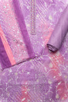 Mauve Floral Printed Cotton Unstitched Suit With Dupatta