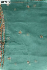 Mint Green Tissue Unstitched Suit With Chiffon Dupatta