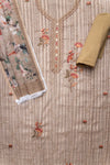 Tussar Floral Printed Cotton Unstitched Suit With Dupatta