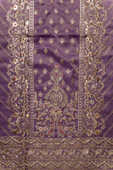 Mauve Tissue Unstitched Suit With Chiffon Dupatta