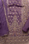 Mauve Tissue Unstitched Suit With Chiffon Dupatta