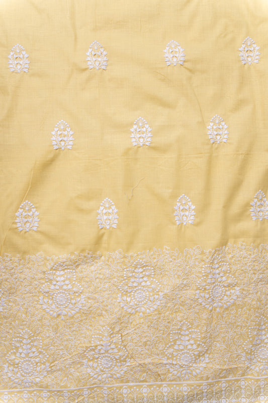 Lemon Gold Digital Printed Cotton Unstitched Suit With Cotton Dupatta