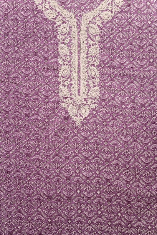 Mauve Digital Printed Cotton Unstitched Suit With Dupatta