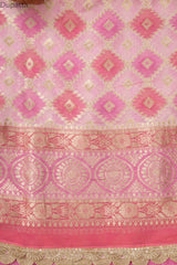 Pink Georgette Unstitched Suit With Organza Dupatta