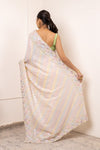 Off White Georgette Embroidered Sequence Saree (Ft:-Minakshi Satpathy)