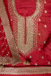 Coral Crepe Embroidered Unstitched Suit With Georgette Dupatta