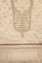 Tissue Embroidered Unstitched Suit With Organza Dupatta