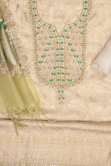 Tissue Embroidered Unstitched Suit With Organza Dupatta