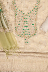 Tussar Tissue Unstitched Suit With Organza Dupatta