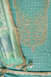 Mint Green Georgette Unstitched Suit With Organza Dupatta