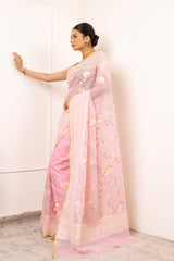 Organza Embroidered Saree With Resham Work (Ft:-Shrushti Kudale)