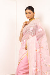 Organza Embroidered Saree With Resham Work (Ft:-Shrushti Kudale)