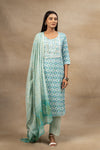 Firozi Off White Cotton Readymade Suit And Pant With Cotton Dupatta