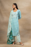 Firozi Off White Cotton Readymade Suit And Pant With Cotton Dupatta