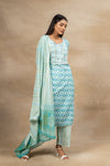 Firozi Off White Cotton Readymade Suit And Pant With Cotton Dupatta