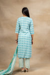 Firozi Off White Cotton Readymade Suit And Pant With Cotton Dupatta