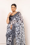 Black Net Embroidered Sequence Saree With Unstitched Blouse (Ft:-Asmita Singh)