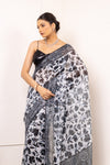 Black Net Embroidered Sequence Saree With Unstitched Blouse (Ft:-Asmita Singh)