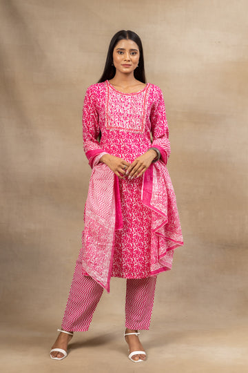 Rani Cotton Readymade Suit And Pant With Cotton Dupatta