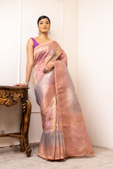 Chanderi Cotton Woven Zari Saree With Sequence Work