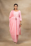 Peach Cotton Readymade Suit And Pant With Cotton Dupatta